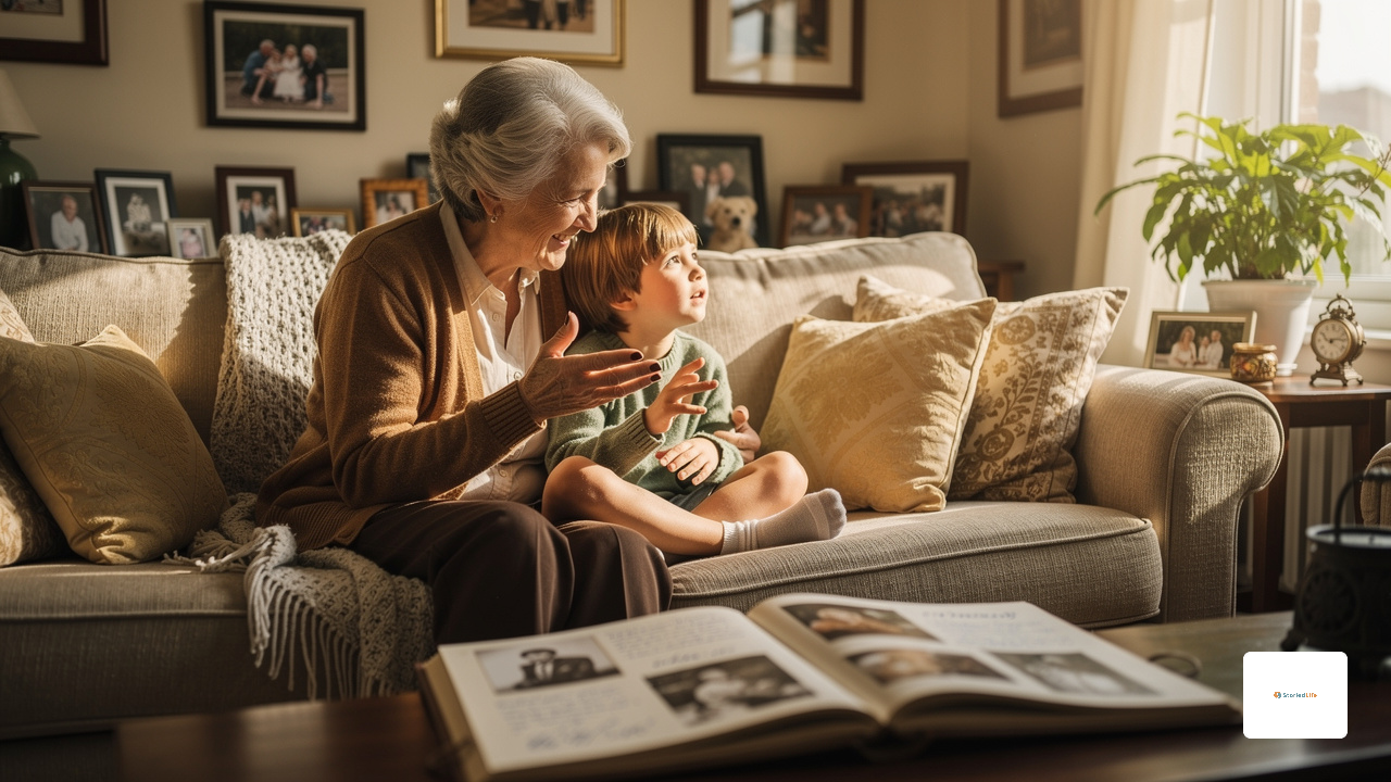 Grandparents spending time with their grandchildren and celebrating family memories